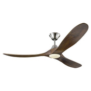 Maverick 60" LED Ceiling Fan in Brushed Steel with Dark Walnut Blades