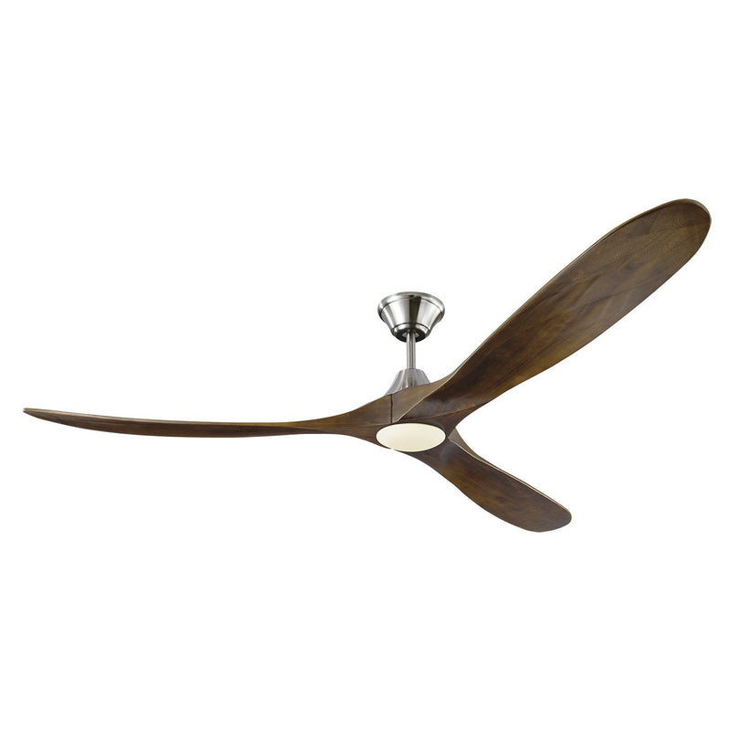 Maverick 70" LED Ceiling Fan in Brushed Steel with Dark Walnut Blades