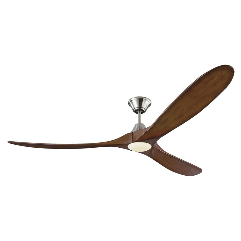 Maverick 70" LED Ceiling Fan in Brushed Steel with Koa Blades