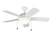 Discus Classic II 44" Ceiling Fan in White / Matte Opal