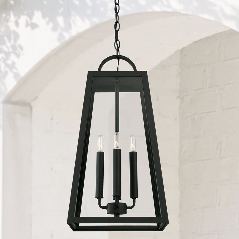 Leighton 4-Light Outdoor Lantern Pendant in Black