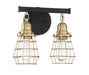 Thatcher Two Light Vanity in Flat Black/Satin Brass