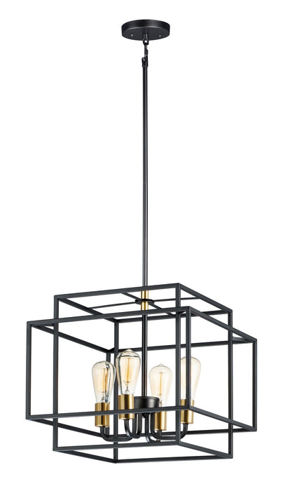 Liner Four Light Pendant in Black / Satin Brass