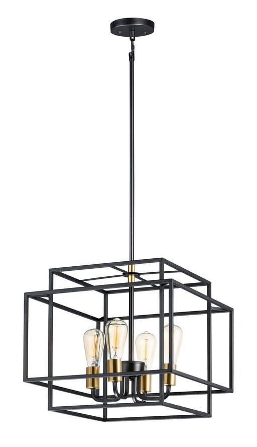 Liner Four Light Pendant in Black / Satin Brass