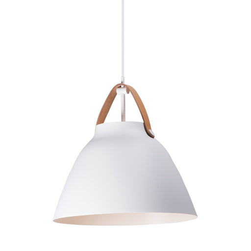 Nordic One Light Pendant in Tan Leather / White