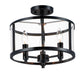 Sentinel 3-Light Semi Flush in Black with Clear Glass - Lamps Expo