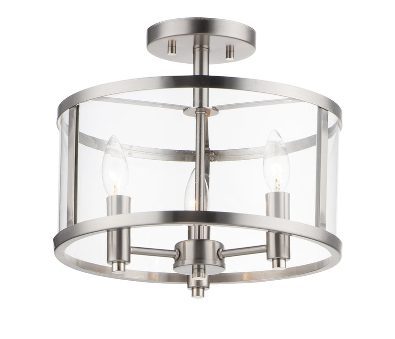 Sentinel Three Light Semi Flush Mount in Satin Nickel