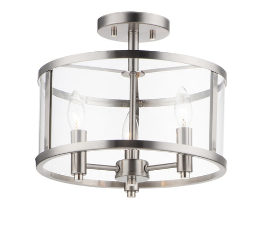 Sentinel Three Light Semi Flush Mount in Satin Nickel