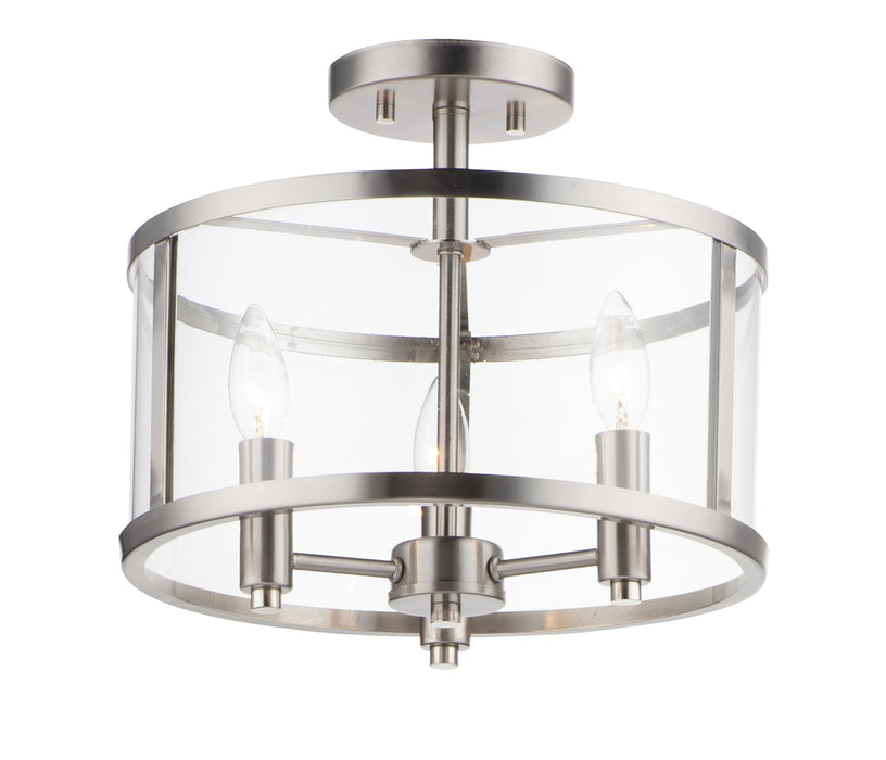 Sentinel Three Light Semi Flush Mount in Satin Nickel