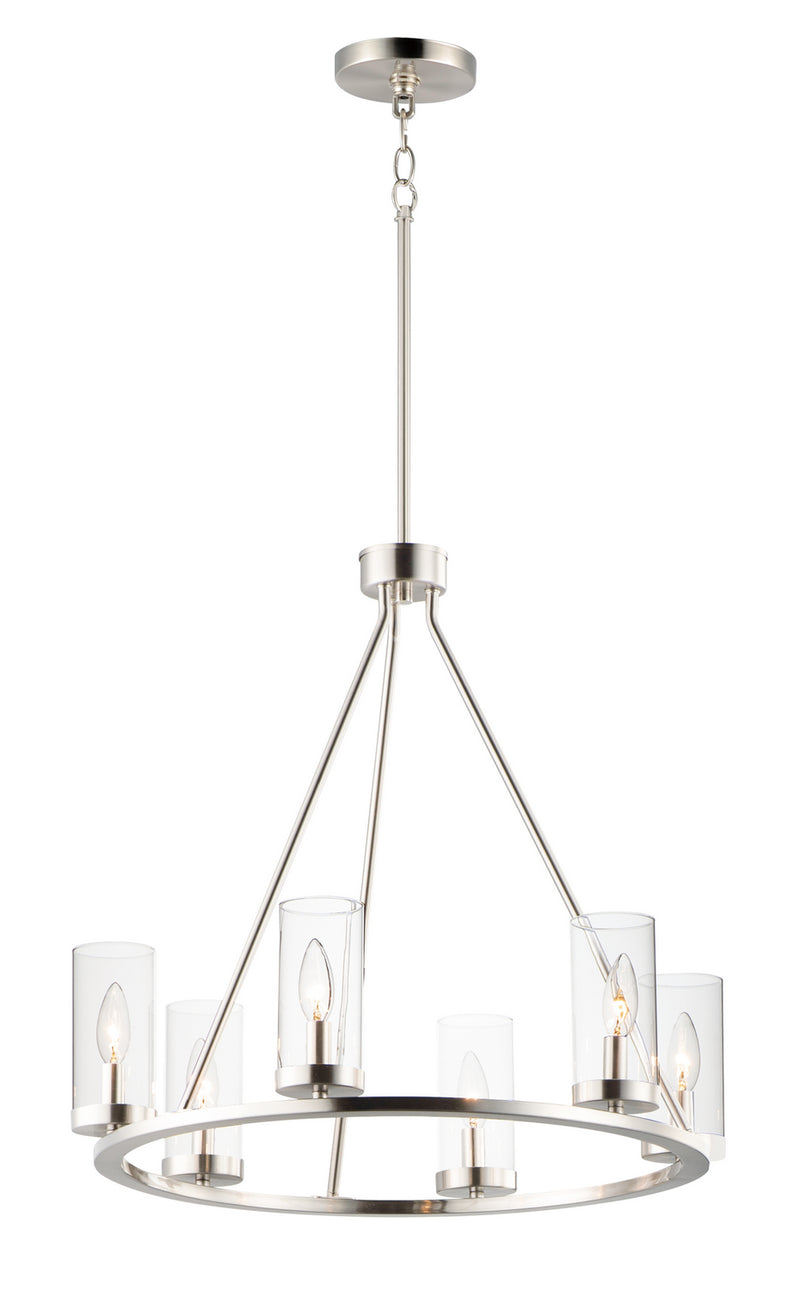 Sentinel Six Light Chandelier in Satin Nickel
