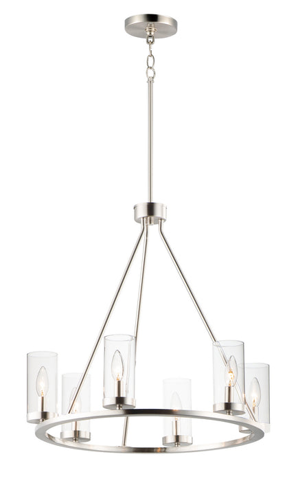 Sentinel Six Light Chandelier in Satin Nickel