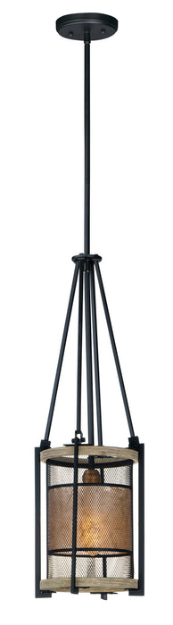 Boundry One Light Pendant in Black / Barn Wood / Antique Brass