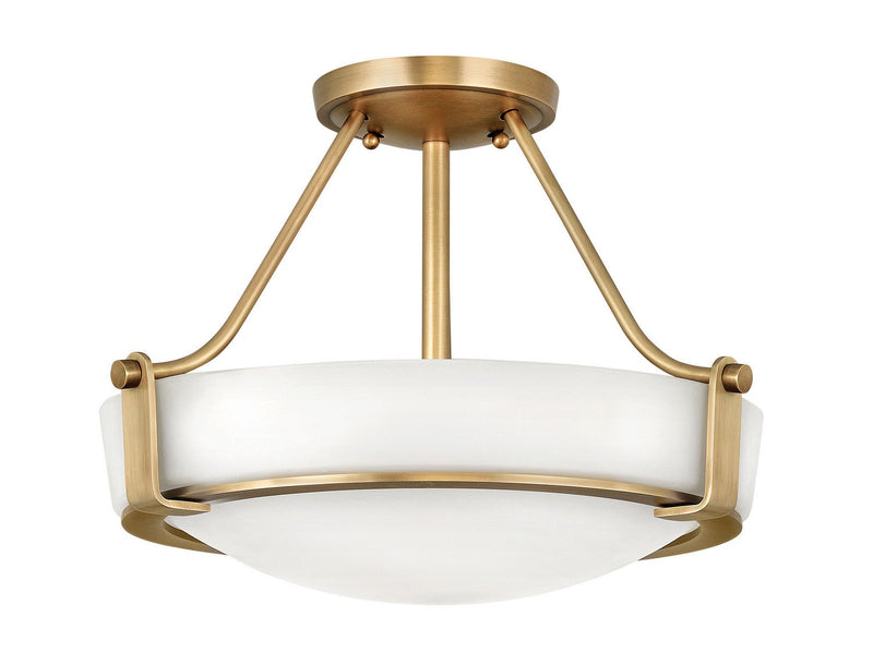 Hathaway 3-Light Semi-Flush Mount in Heritage Brass