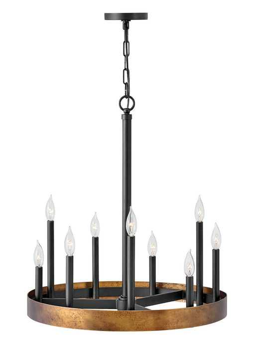 Wells 9-Light Chandelier in Weathered Brass