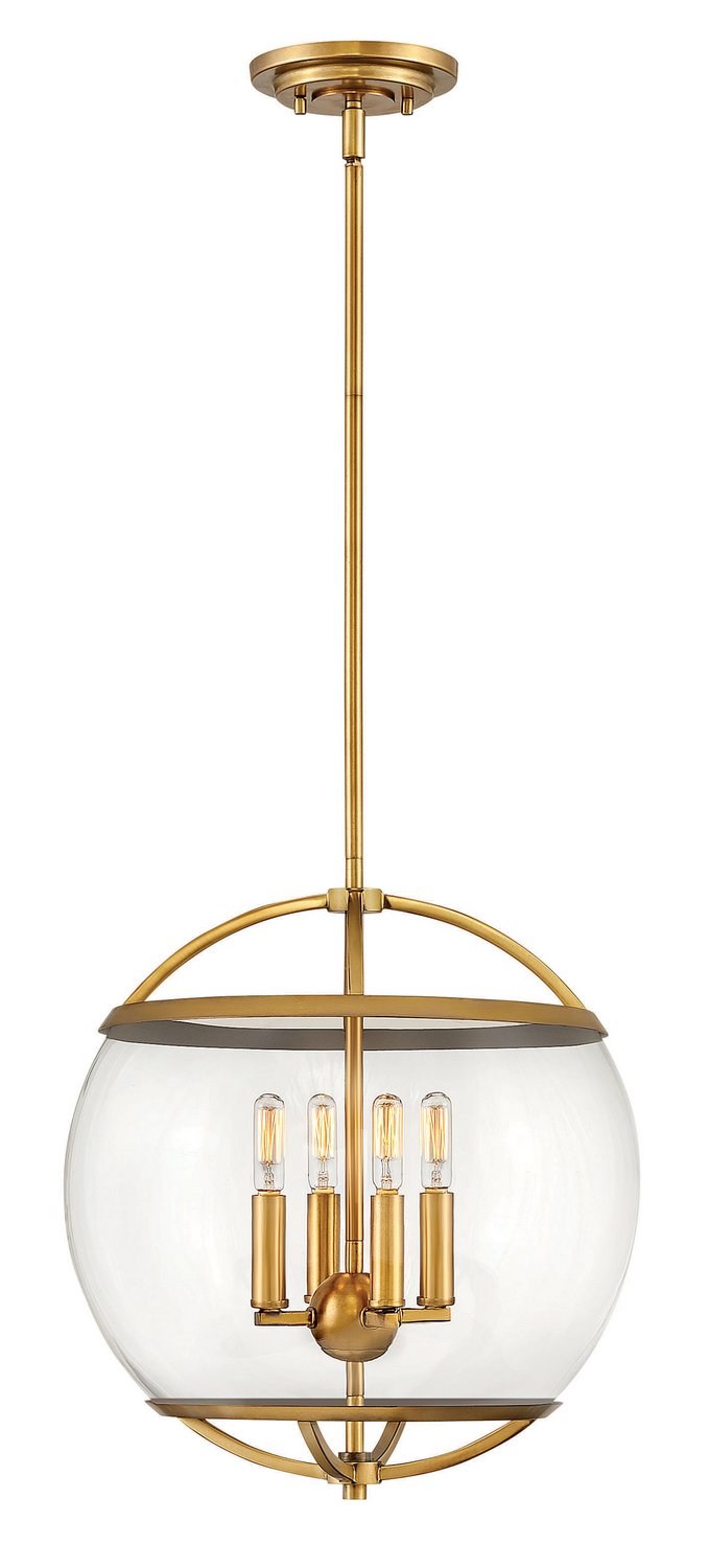 Calvin 4-Light Pendant in Heritage Brass