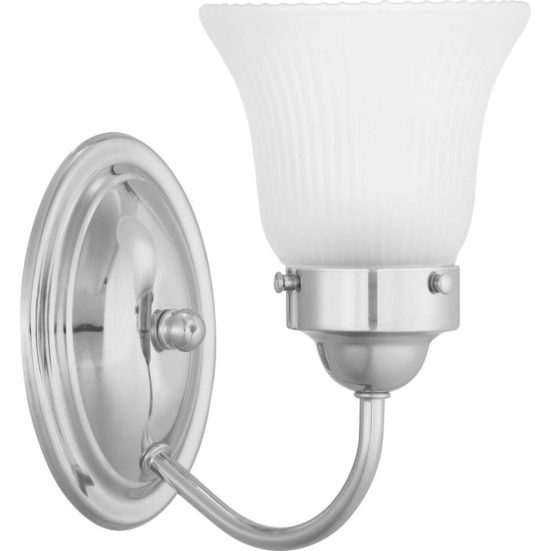 Fluted Glass Bath Sconce in Polished Chrome