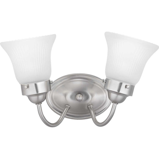 Fluted Glass-Etched Two Light Bath Bracket in Brushed Nickel