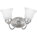Fluted Glass-Etched Two Light Bath Bracket in Brushed Nickel