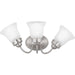 Fluted Glass-Etched Three Light Bath Bracket in Brushed Nickel