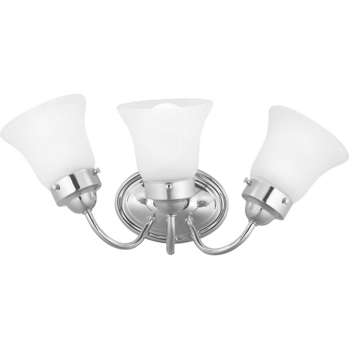 Fluted Glass-Etched Three Light Bath Bracket in Polished Chrome
