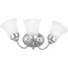 Fluted Glass-Etched Three Light Bath Bracket in Polished Chrome