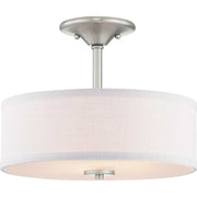 Inspire 2-Light Summer Linen Semi-Flush Mount in Brushed Nickel