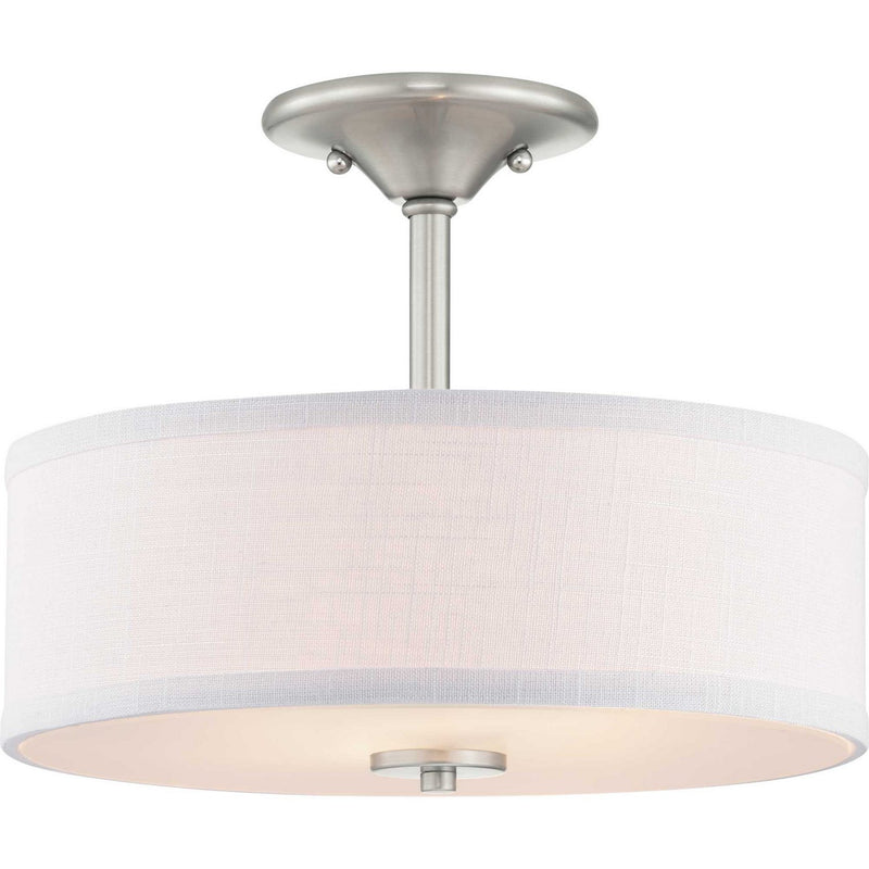 Inspire 2-Light Summer Linen Semi-Flush Mount in Brushed Nickel