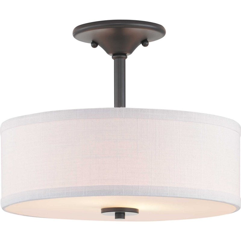 Inspire 2-Light Summer Linen Semi-Flush Mount in Graphite
