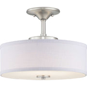 Inspire LED Summer Linen Semi-Flush Mount in Brushed Nickel