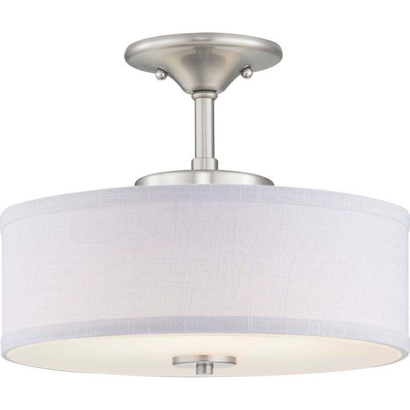 Inspire LED Summer Linen Semi-Flush Mount in Brushed Nickel