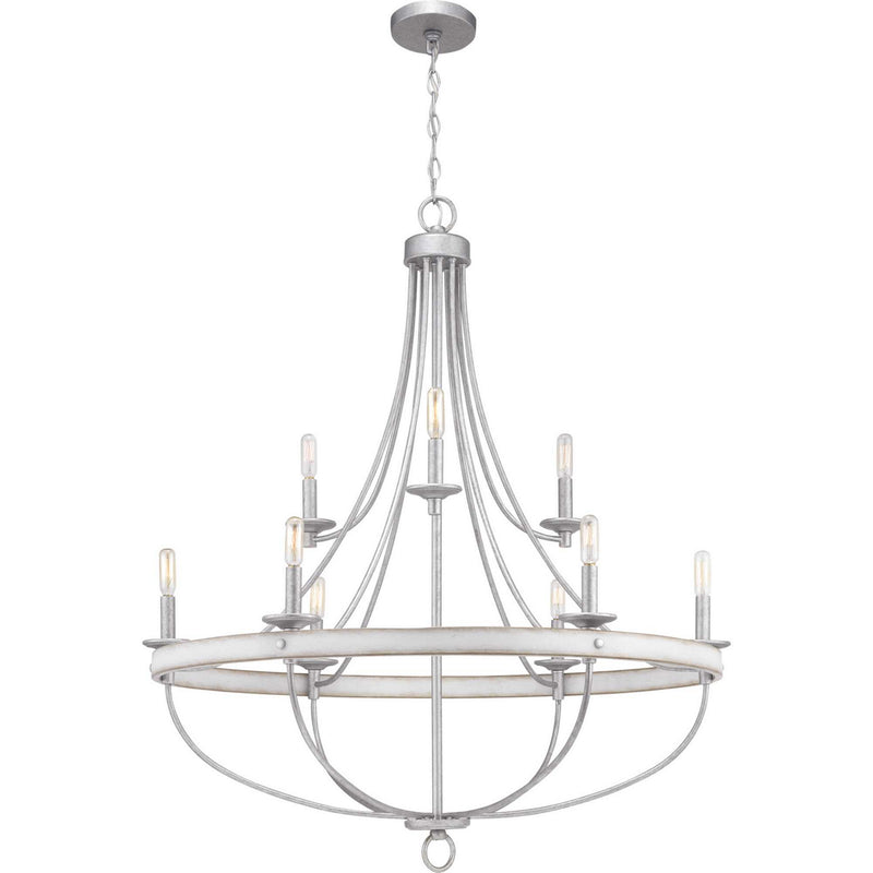 Gulliver Nine Light Chandelier in Galvanized Finish