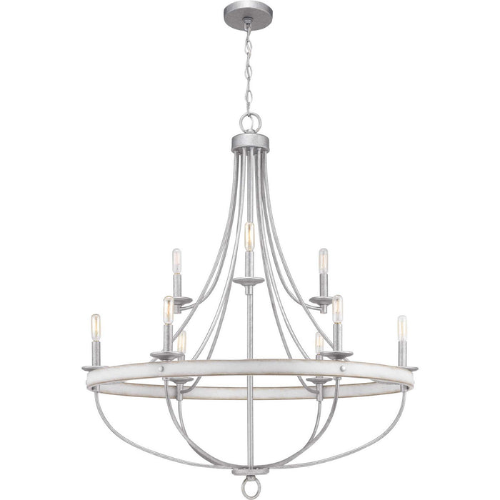 Gulliver Nine Light Chandelier in Galvanized Finish