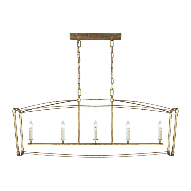 Thayer 5-Light Linear Pendant in Antique Gild