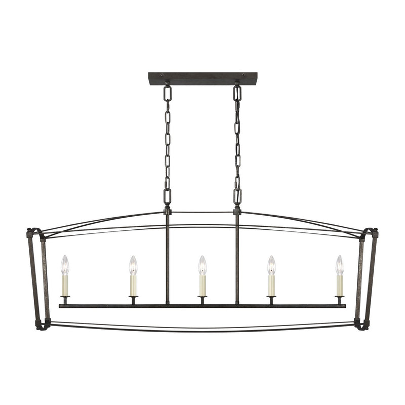 Thayer 5-Light Linear Pendant in Smith Steel
