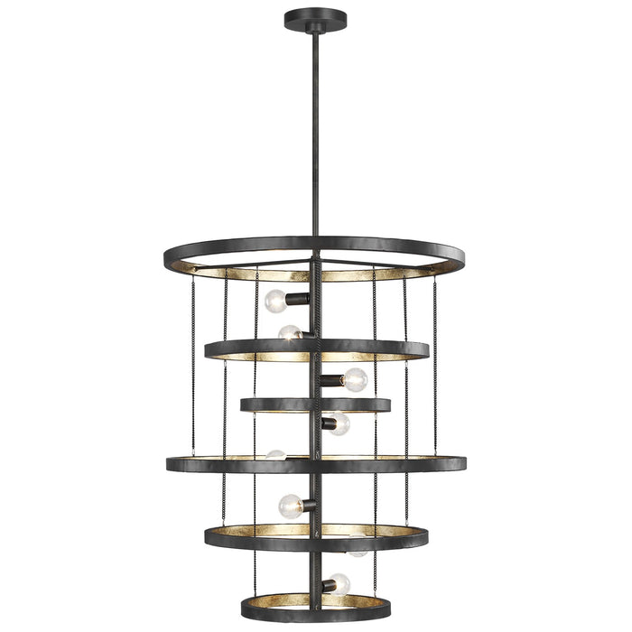 Celeste Eight Light Chandelier in Aged Iron