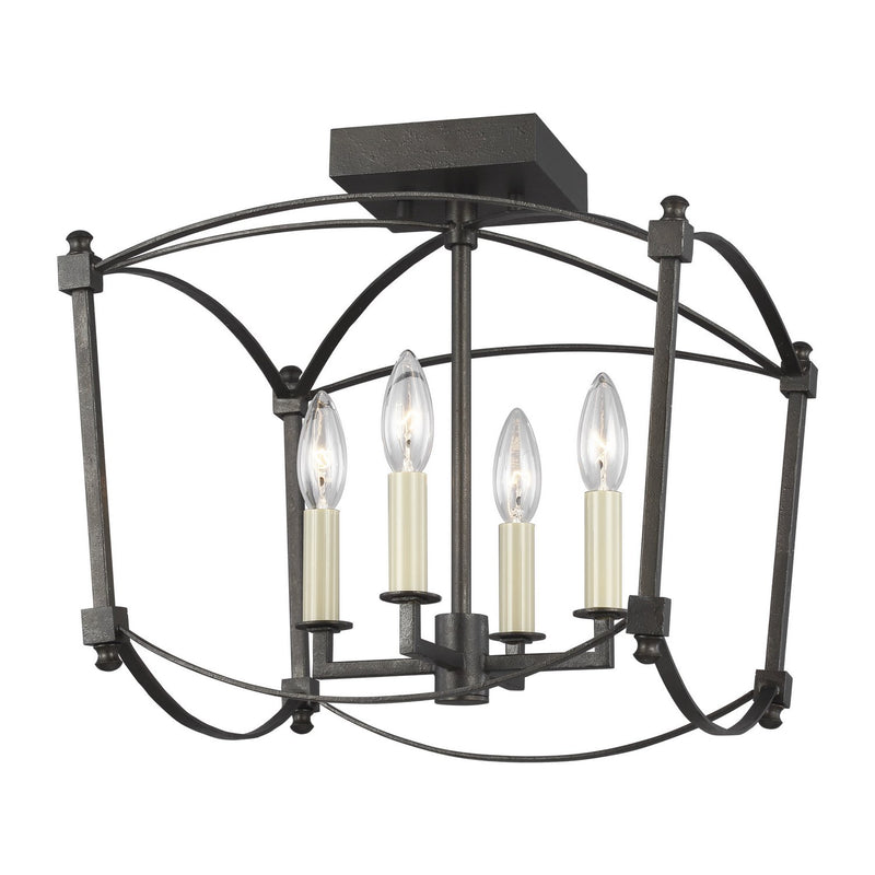Thayer 4-Light Semi-Flush Mount in Smith Steel
