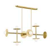 Nodes 8-Light Large Linear Pendant in Burnished Brass
