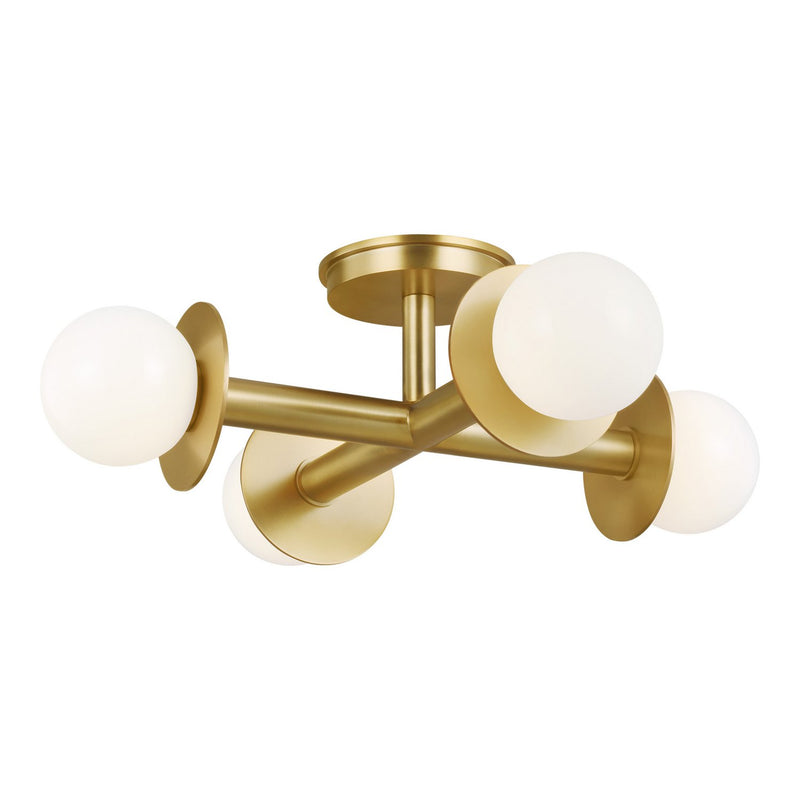 Nodes 4-Light Semi-Flush Mount in Burnished Brass