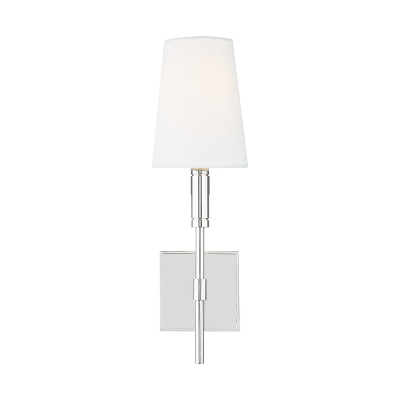 Beckham Classic Linen Shade Bath Sconce in Polished Nickel