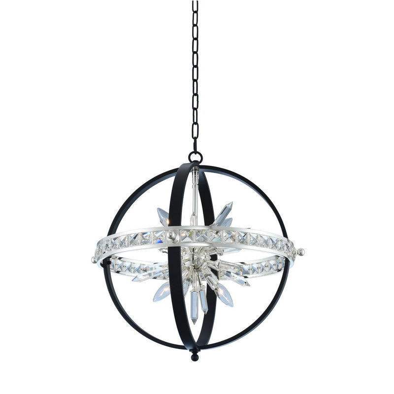 Angelo Large 6-Light Chandelier in Matte Black and Polished Silver