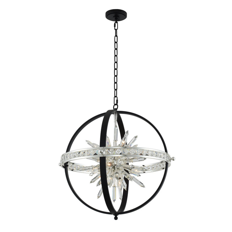 Angelo 10-Light Chandelier in Matte Black and Polished Silver