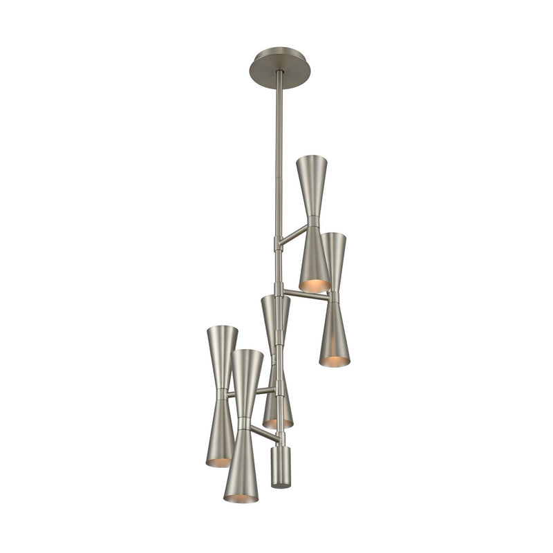 Milo 10-Light LED Foyer Chandelier in Satin Nickel