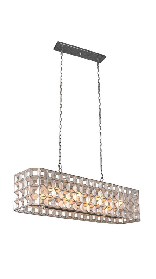 Prado 8-Light Linear Chandelier in Oxidized Silver Leaf