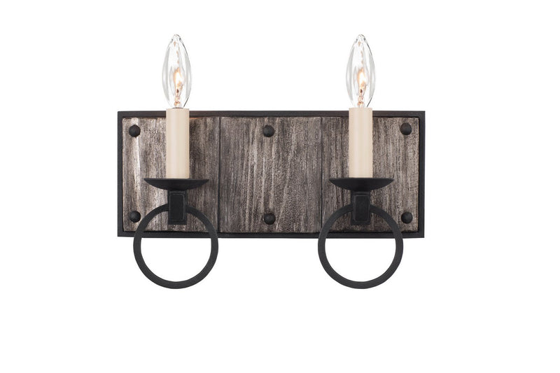 Laramie 2-Light Bath Vanity Light in Black Iron