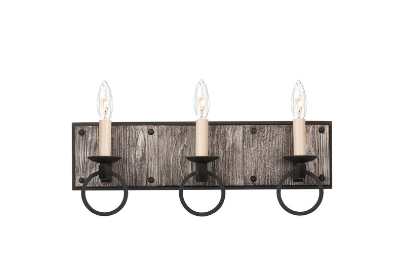 Laramie 3-Light Bath Vanity Light in Black Iron