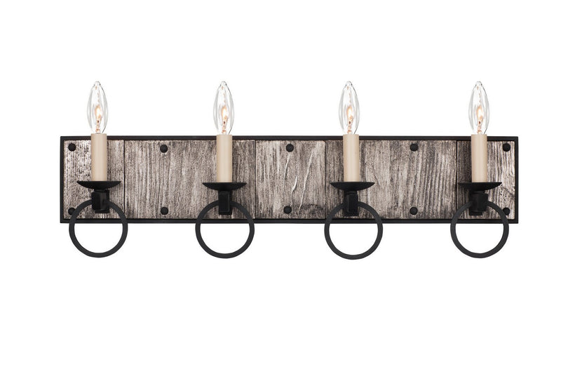 Laramie 4-Light Bath Vanity Light in Black Iron