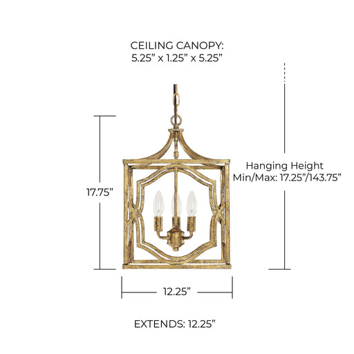 Blakely 3-Light Chandelier in Antique Gold