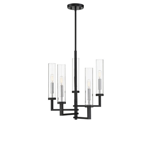 Folsom 5-Light Chandelier in Matte Black with Polished Chrome Accents