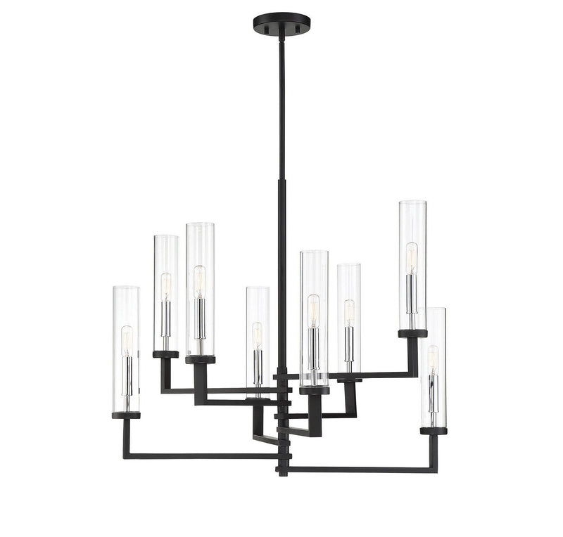 Folsom 8-Light Chandelier in Matte Black with Polished Chrome Accents