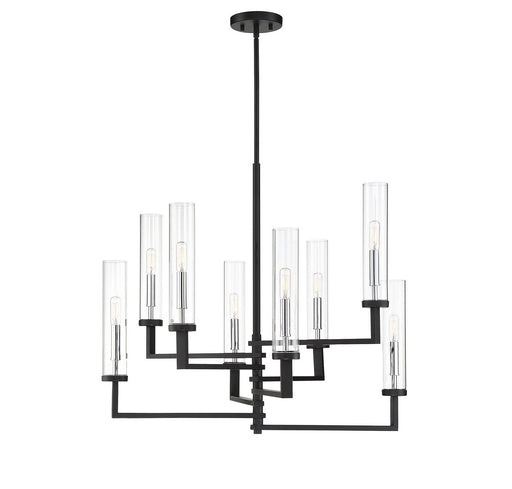 Folsom 8-Light Chandelier in Matte Black with Polished Chrome Accents